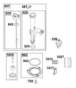 Lubrication Group Diagram and Parts List for 40N877-0037-B5  Briggs and Stratton Engine